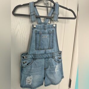 DKNY jeans overalls distressed shorts, size 10Y, excellent condition